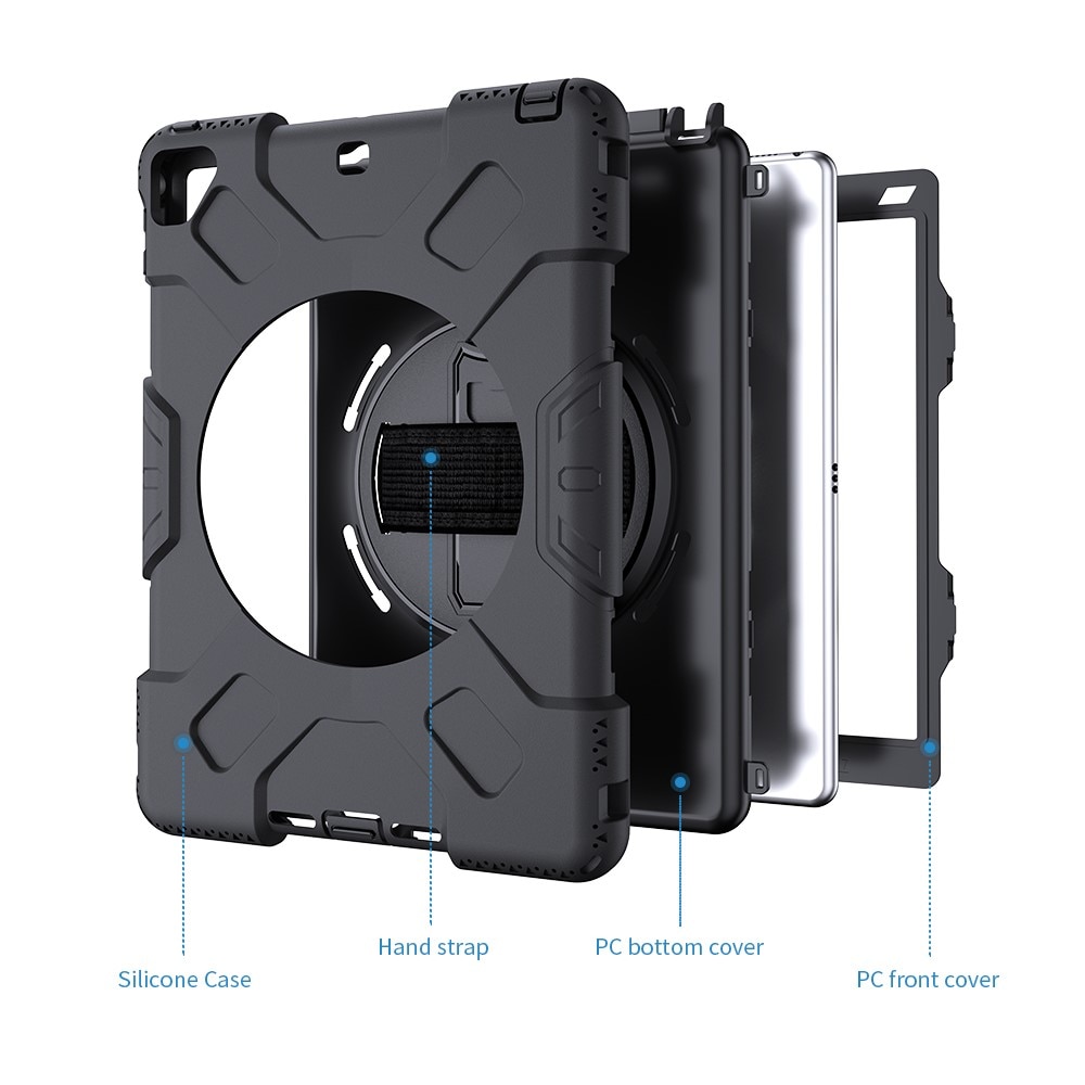 iPad Air 2 9.7 (2014) Schokbestendige Hybridcase met schouderriem zwart