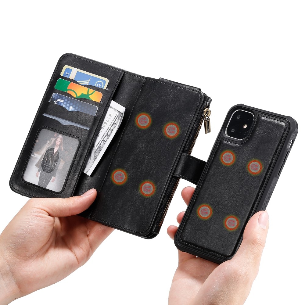 iPhone 11 Magnet Leather Multi-Wallet zwart