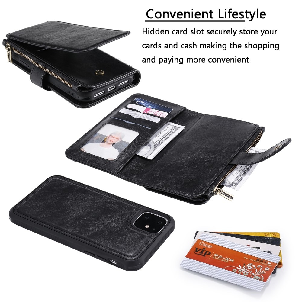 iPhone 11 Magnet Leather Multi-Wallet zwart