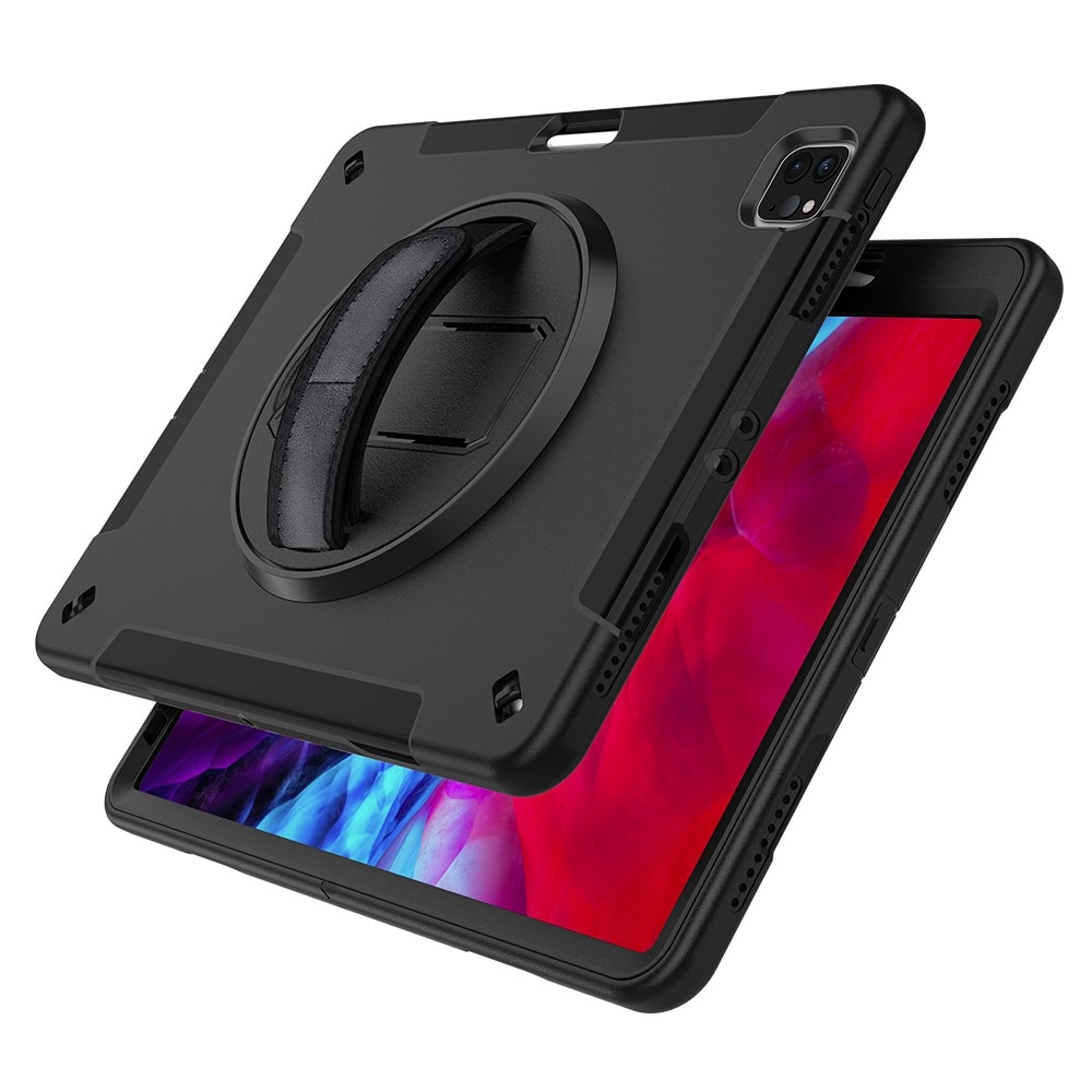 iPad Pro 12.9 4th Gen (2020) Schokbestendige Hybridcase met schouderriem zwart