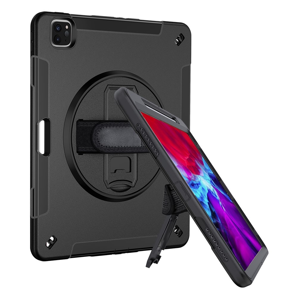 iPad Pro 12.9 4th Gen (2020) Schokbestendige Hybridcase met schouderriem zwart