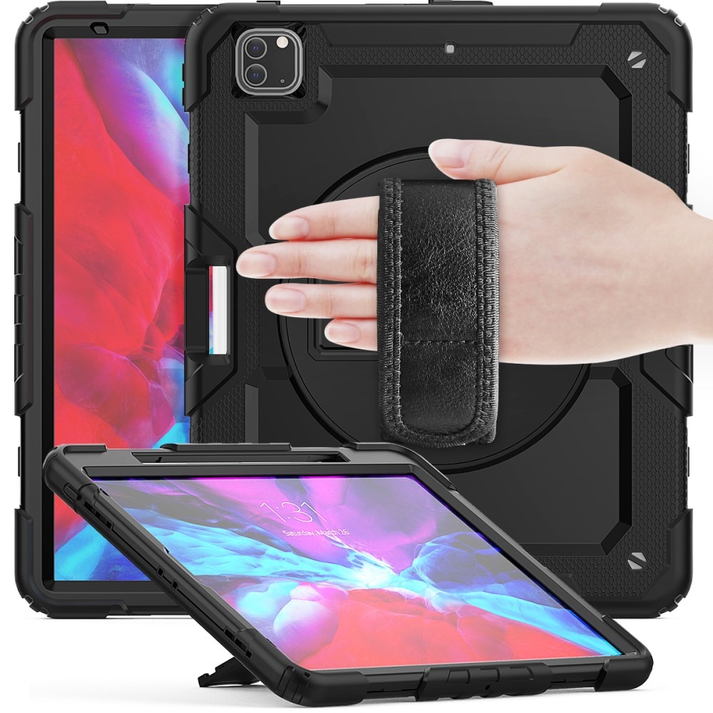 iPad Pro 12.9 3rd Gen (2018) Schokbestendige Full Protection Hybridcase met schouderriem zwart