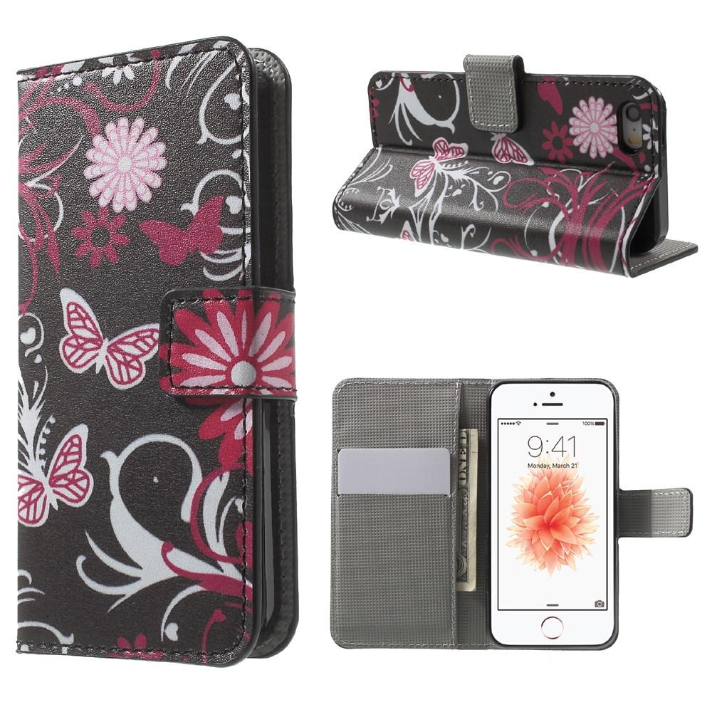 iPhone 5/5S/SE Bookcover hoesje Zwarte vlinder