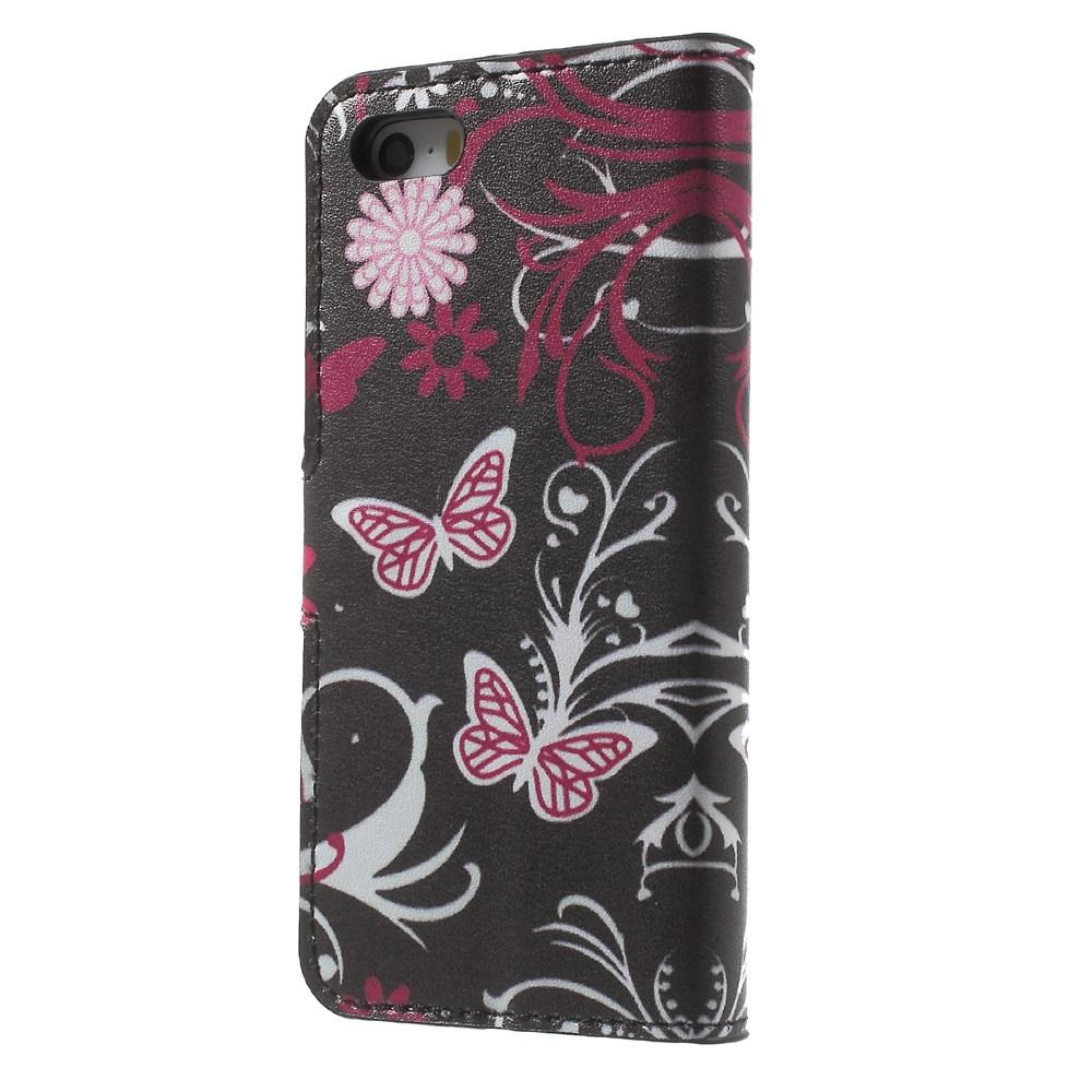 iPhone 5/5S/SE Bookcover hoesje Zwarte vlinder