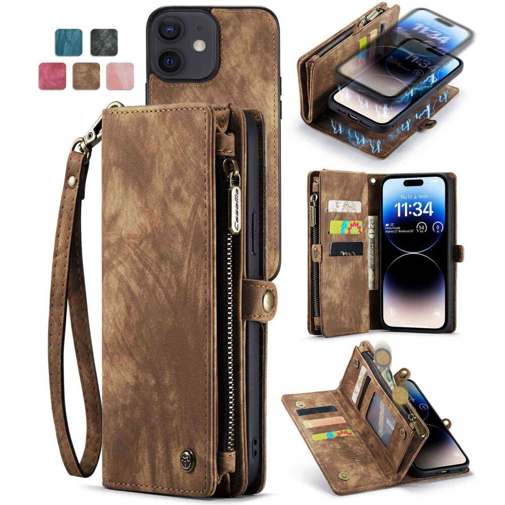 Multi-slot hoesje iPhone 12/12 Pro Bruin