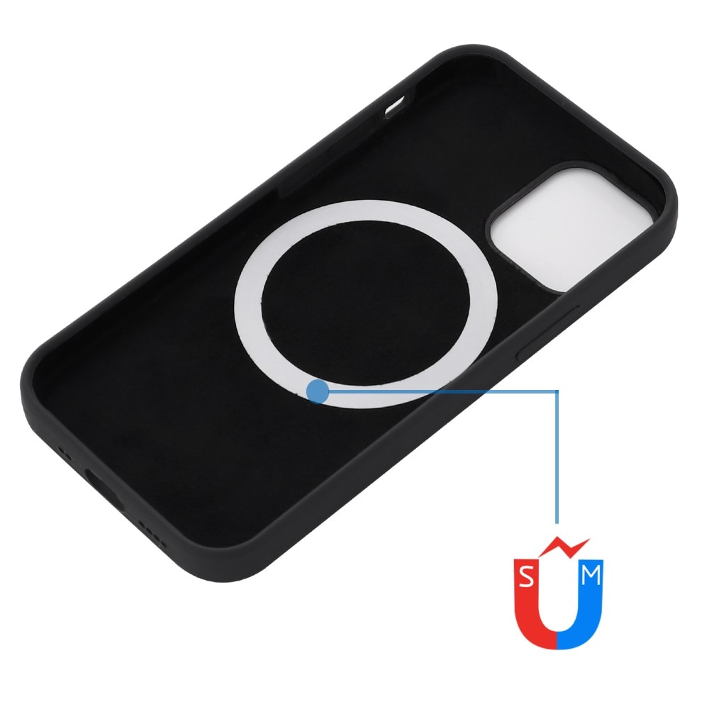 Siliconen hoesje MagSafe iPhone 12/12 Pro, zwart