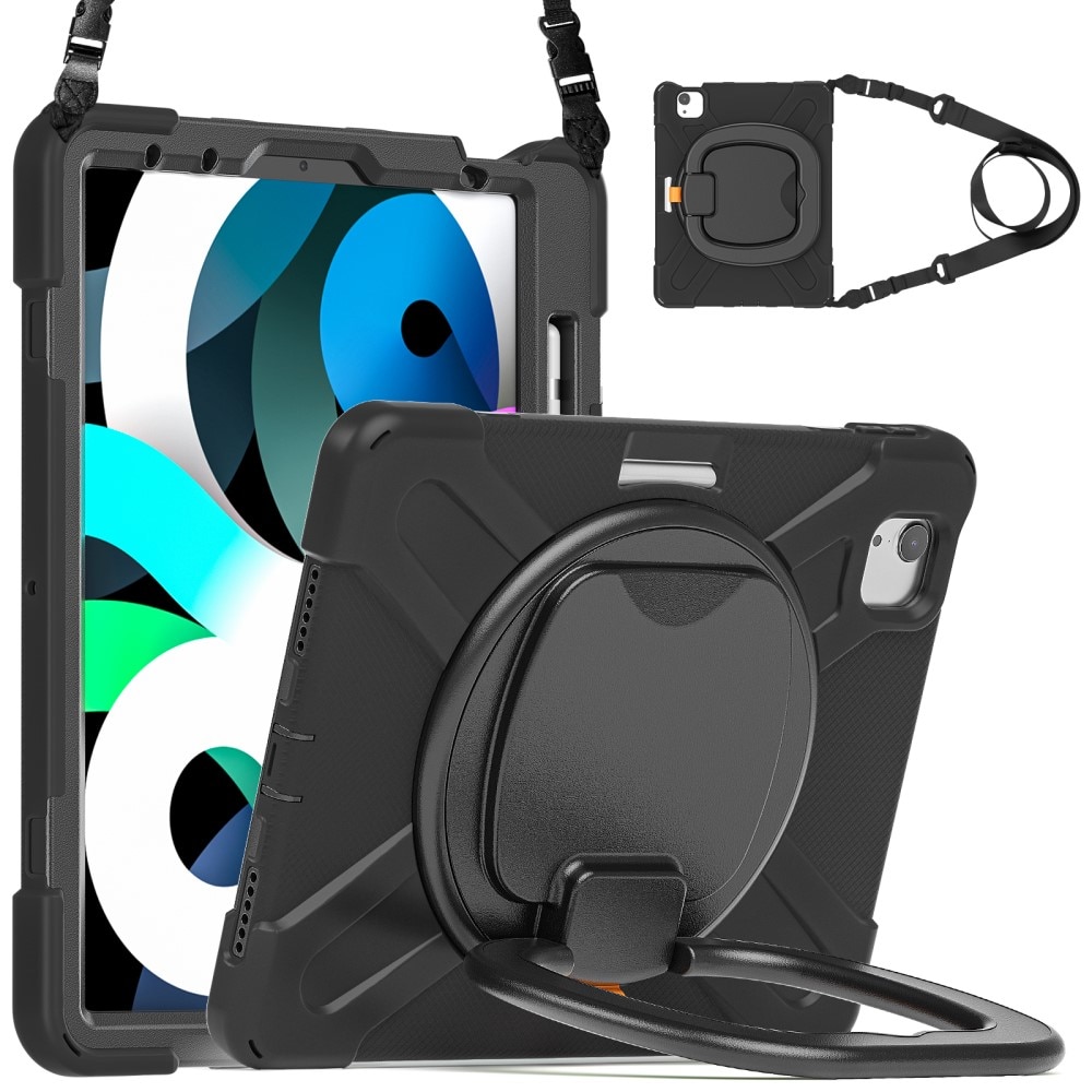 iPad Air 10.9 4th Gen (2020) Hybridcase met Kickstand en schouderband zwart