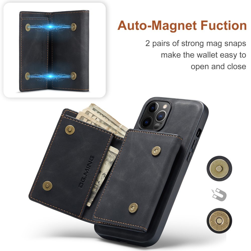 Magnetic Card Slots Case iPhone 12 Pro Max Zwart