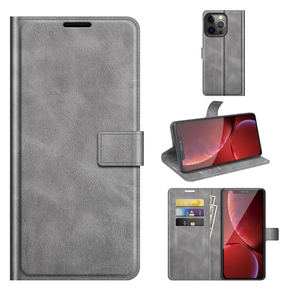 iPhone 13 Pro Max Leather Wallet Grey