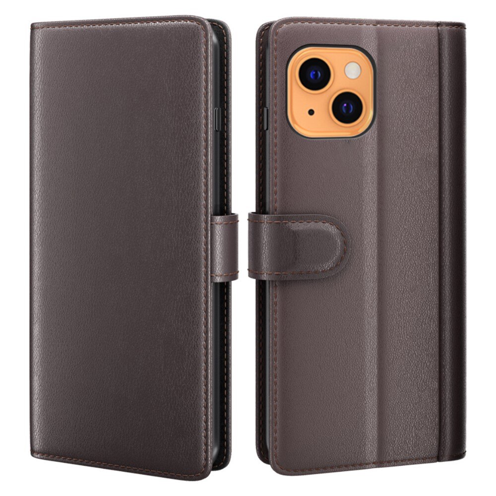 iPhone 13 Echt lederen hoesje Bruin