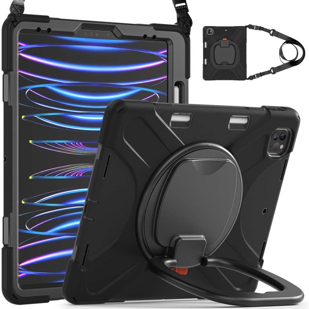iPad Pro 12.9 4th Gen (2020) Hybridcase met Kickstand en schouderband zwart