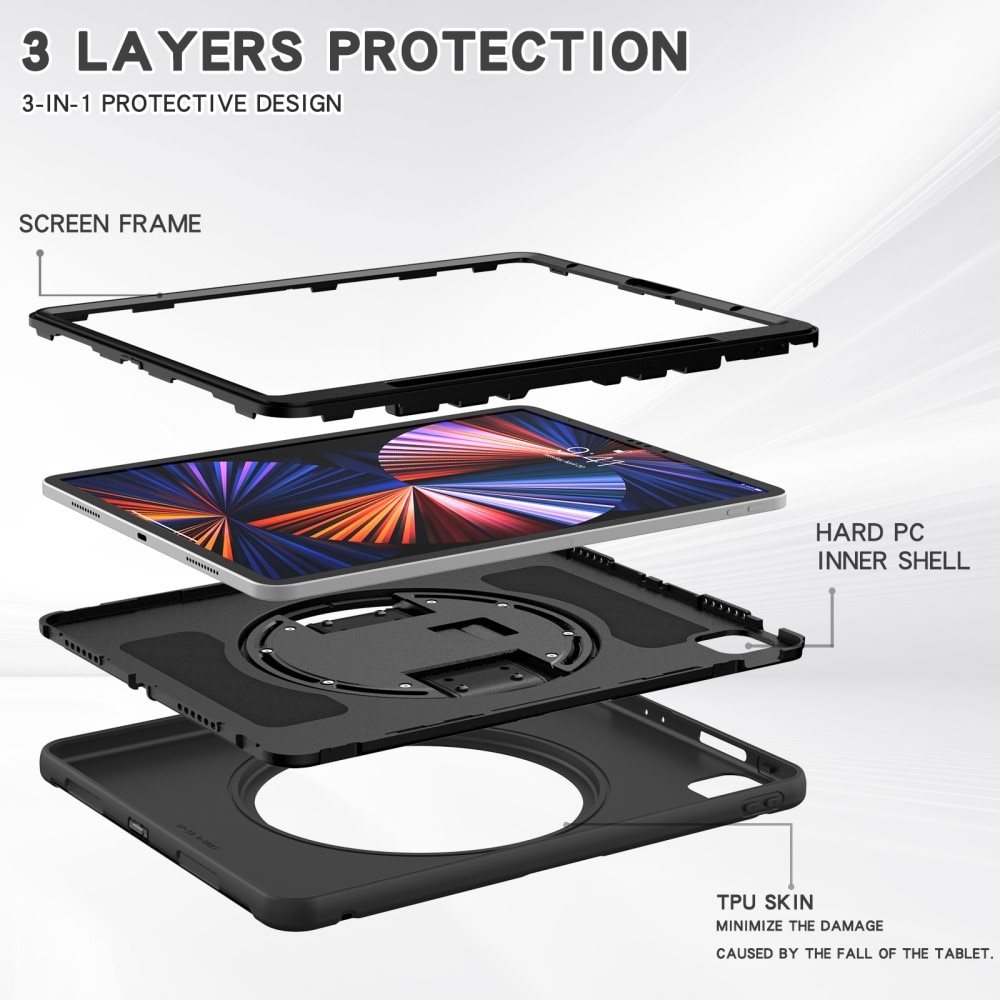 iPad Pro 12.9 4th Gen (2020) Schokbestendige Hybridcase zwart
