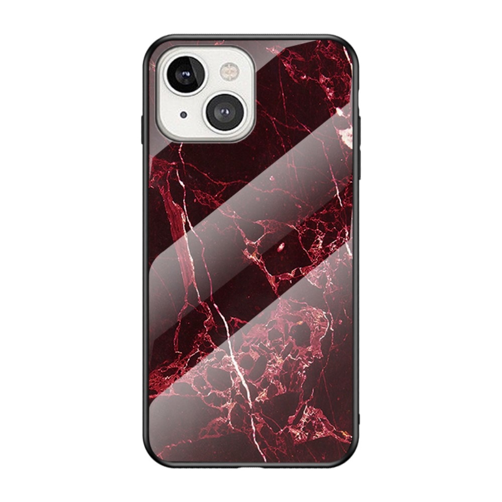 iPhone 13 Mini Hoesje Gehard Glas Rood marmer