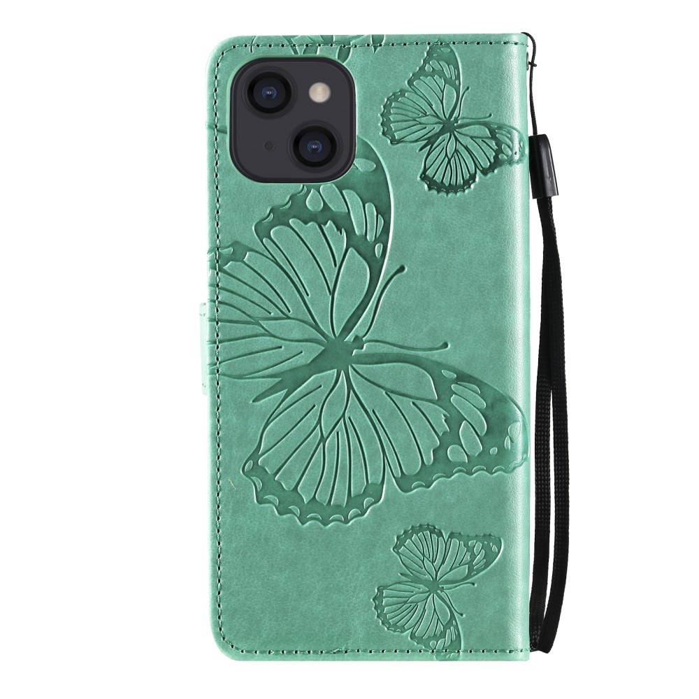 iPhone 13 Leren vlinderhoesje Groen