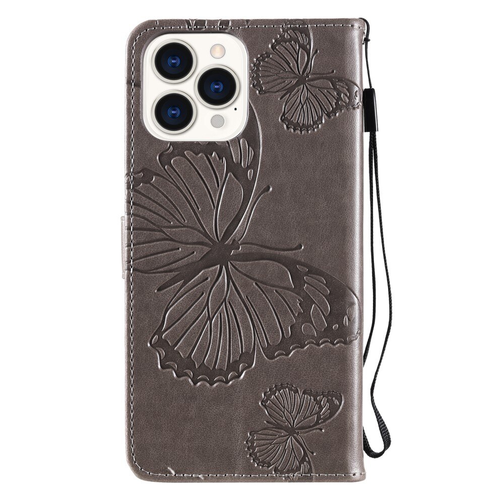 Apple iPhone 13 Pro Leren vlinderhoesje Grijs