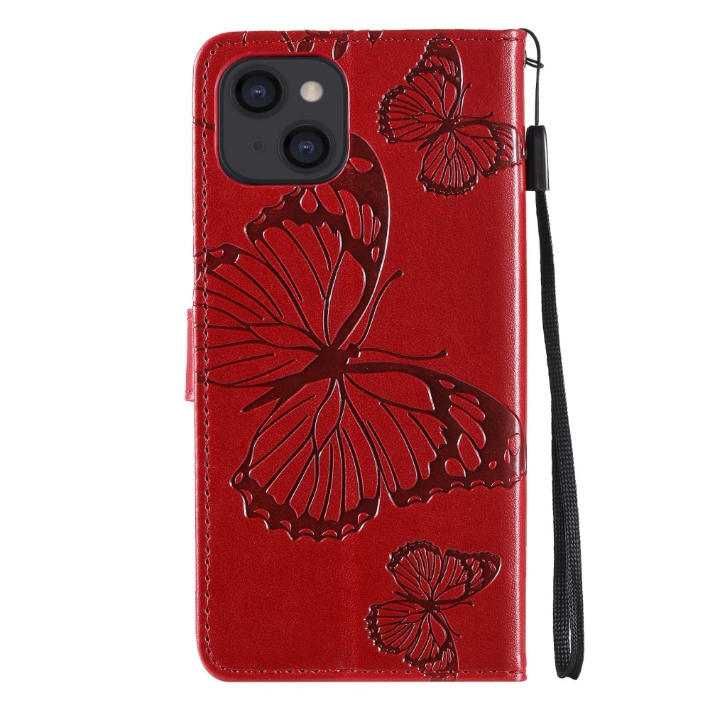 iPhone 13 Mini Leren vlinderhoesje Rood