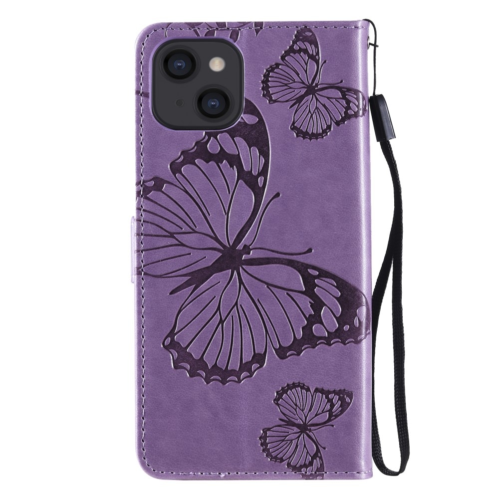 iPhone 13 Mini Leren vlinderhoesje Paars