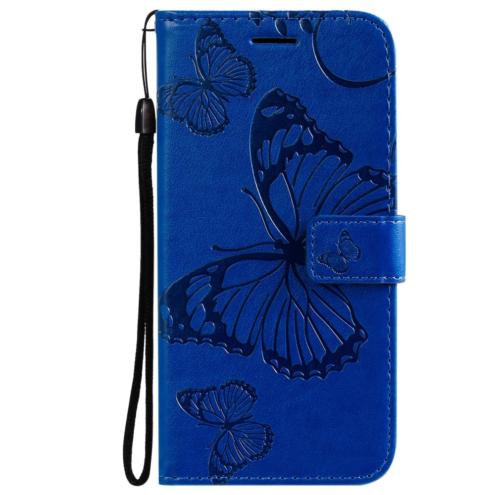 iPhone 13 Mini Leren vlinderhoesje Blauw