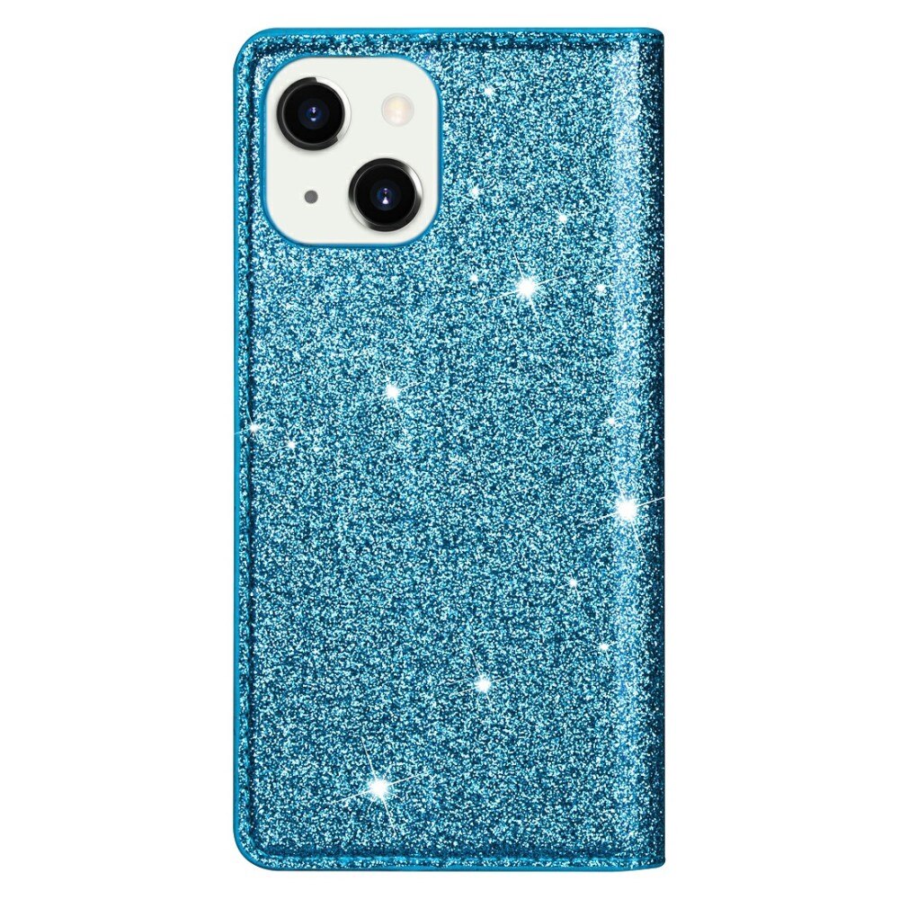 iPhone 13 Glitter Bookcase hoesje Blauw