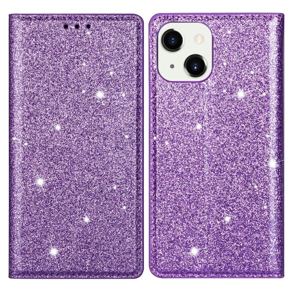 iPhone 13 Glitter Bookcase hoesje Purper