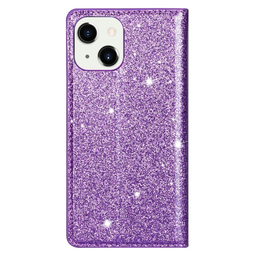 iPhone 13 Glitter Bookcase hoesje Purper