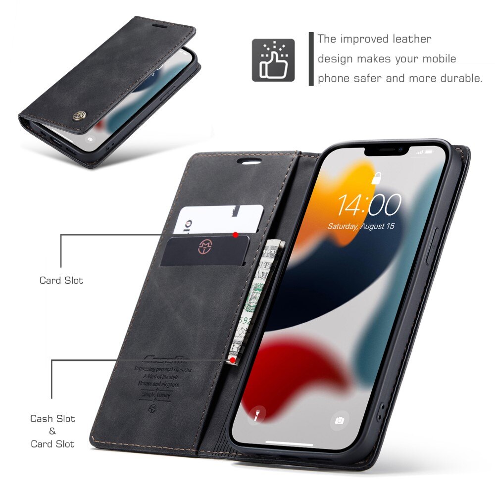 Slim Bookcover Hoesje iPhone 13 Pro Max Zwart