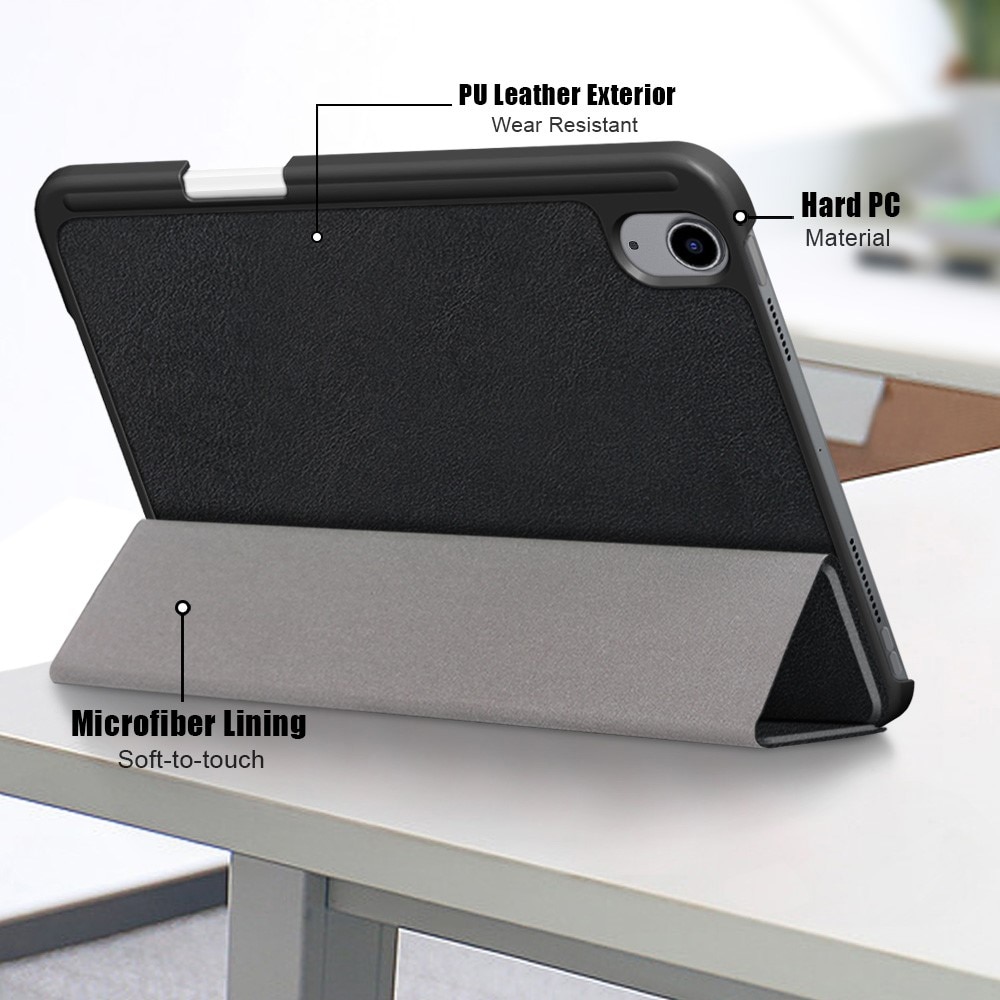 iPad Mini 6th Gen (2021) Tri-fold Hoesje met Penhouder zwart
