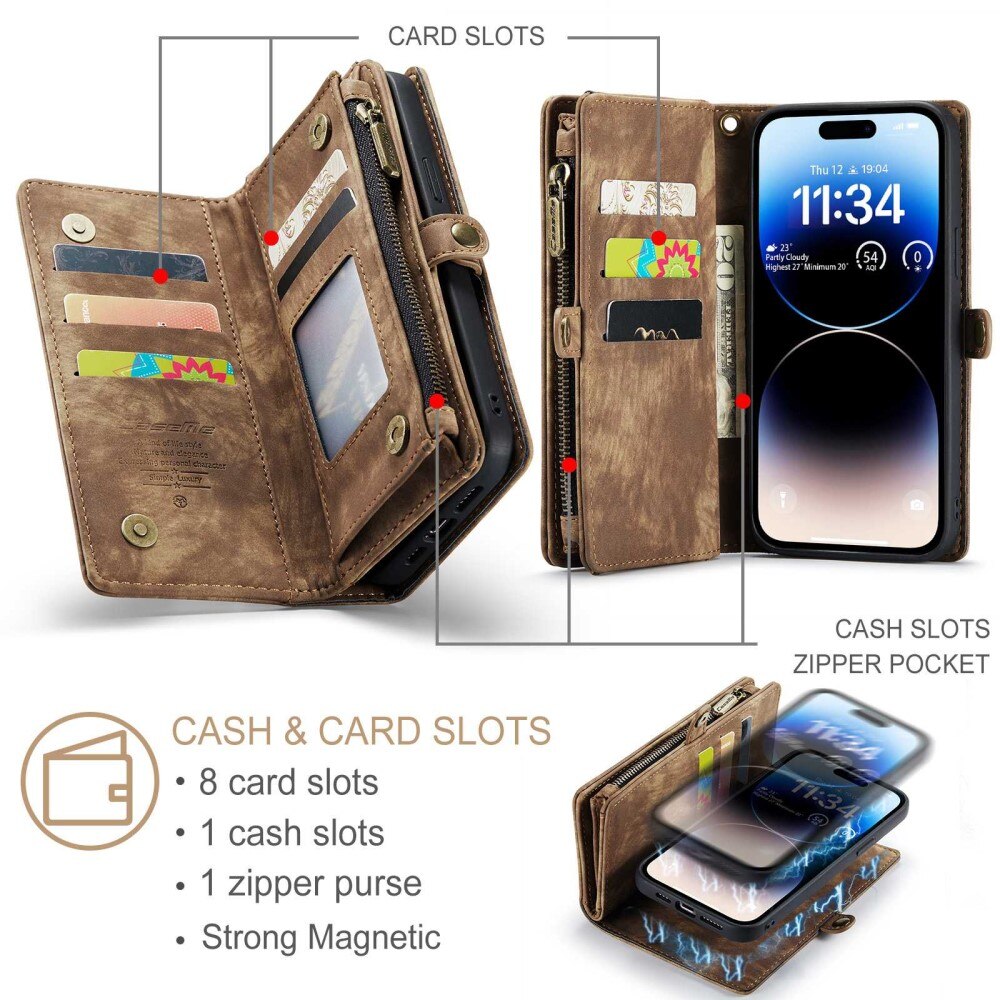 Multi-slot hoesje iPhone 13 Pro Bruin