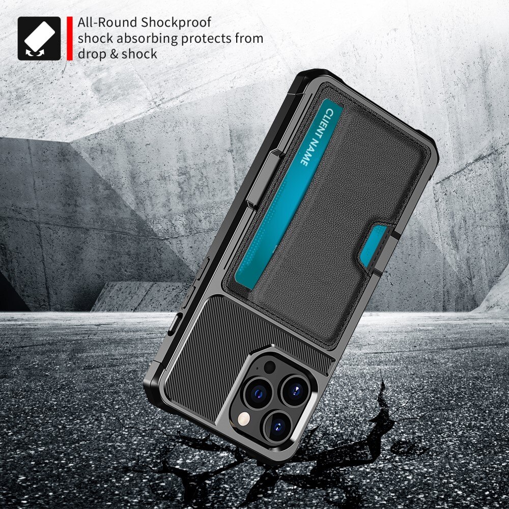 iPhone 13 Pro Max Tough Card Case Zwart