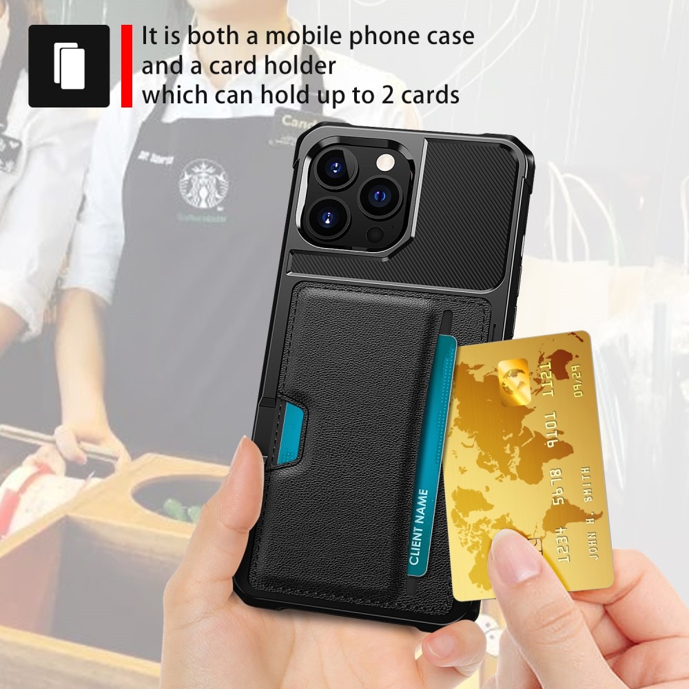 iPhone 13 Pro Tough Card Case Zwart