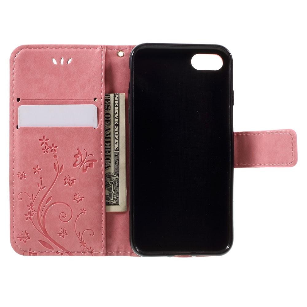 iPhone 7/8/SE Leren vlinderhoesje Roze