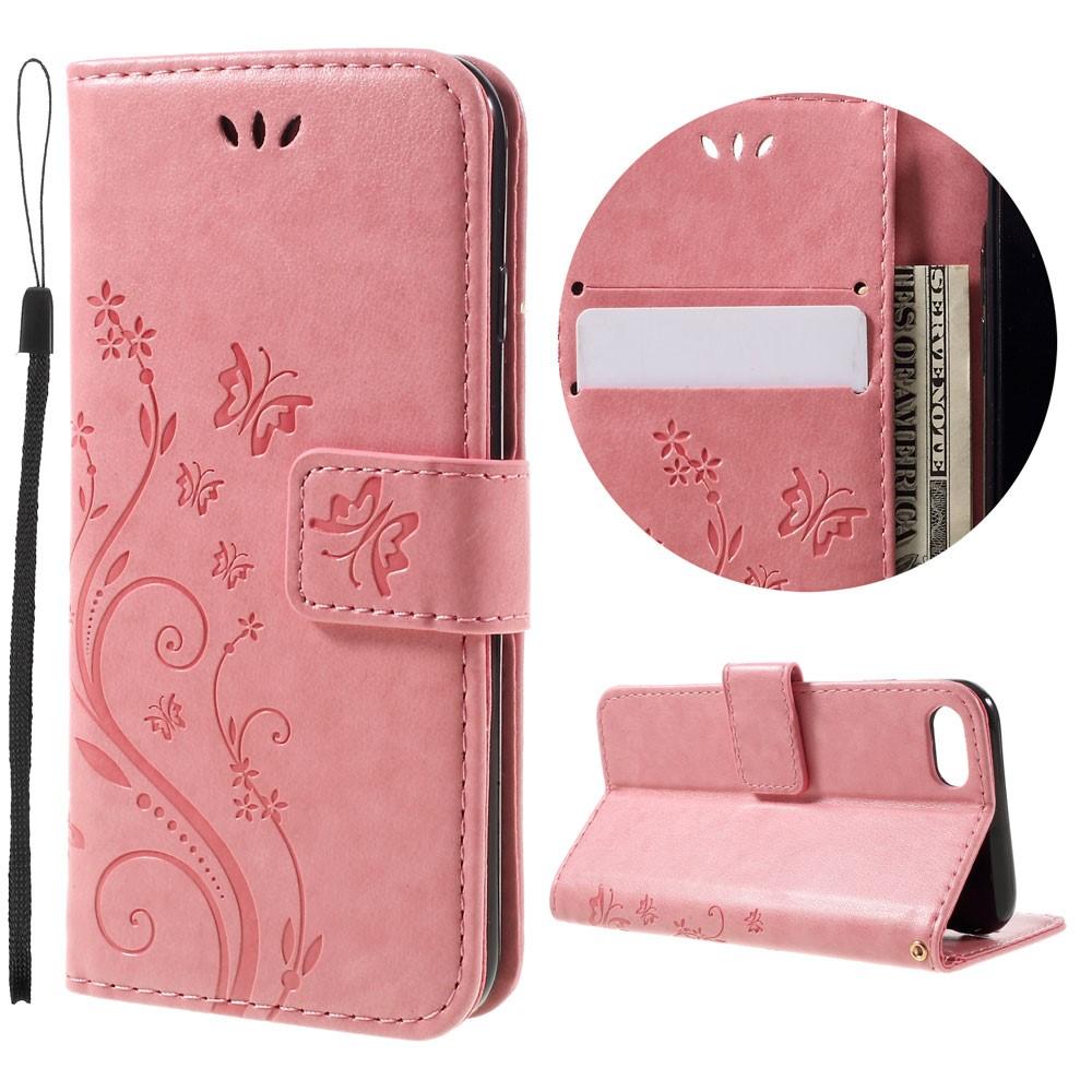 iPhone 7/8/SE Leren vlinderhoesje Roze