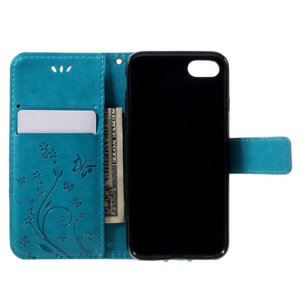 iPhone 7 Leren vlinderhoesje Blauw