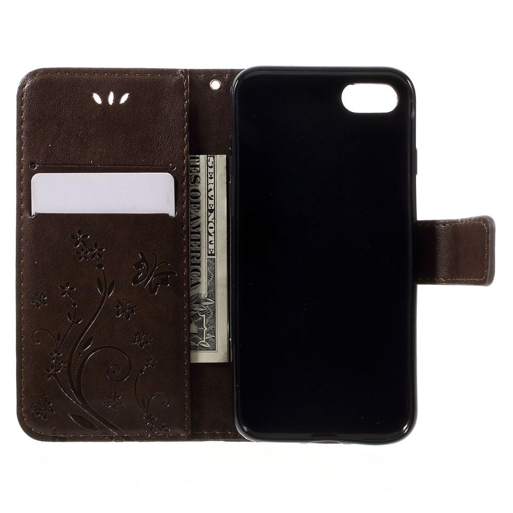iPhone 7/8/SE Leren vlinderhoesje Bruin