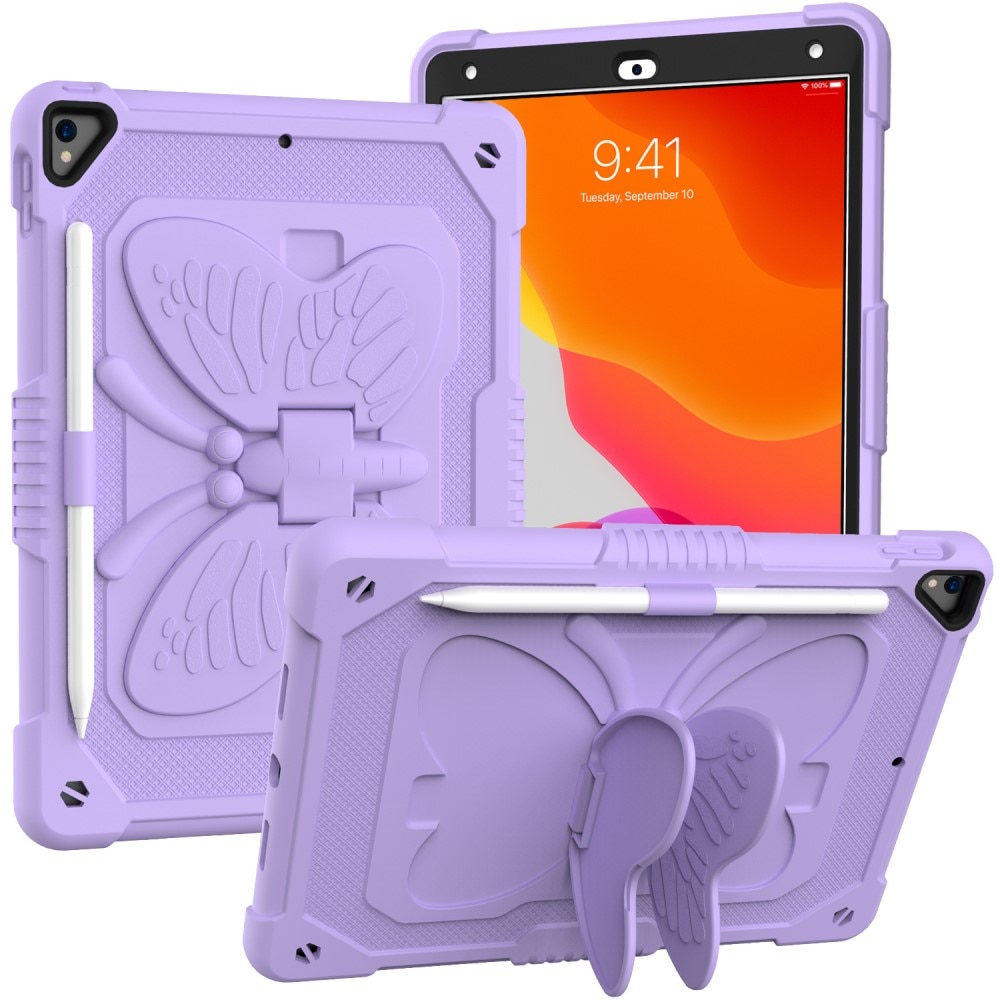 iPad 10.2 8th Gen (2020) Vlinders Hybridcase met schouderriem paars