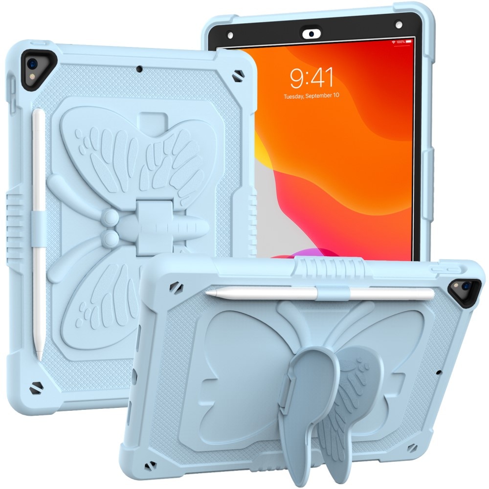 iPad 10.2 8th Gen (2020) Vlinders Hybridcase met schouderriem blauw