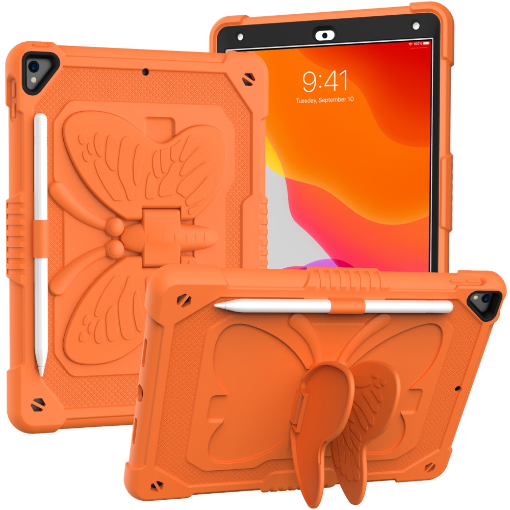 iPad 10.2 9th Gen (2021) Vlinders Hybridcase met schouderriem oranje