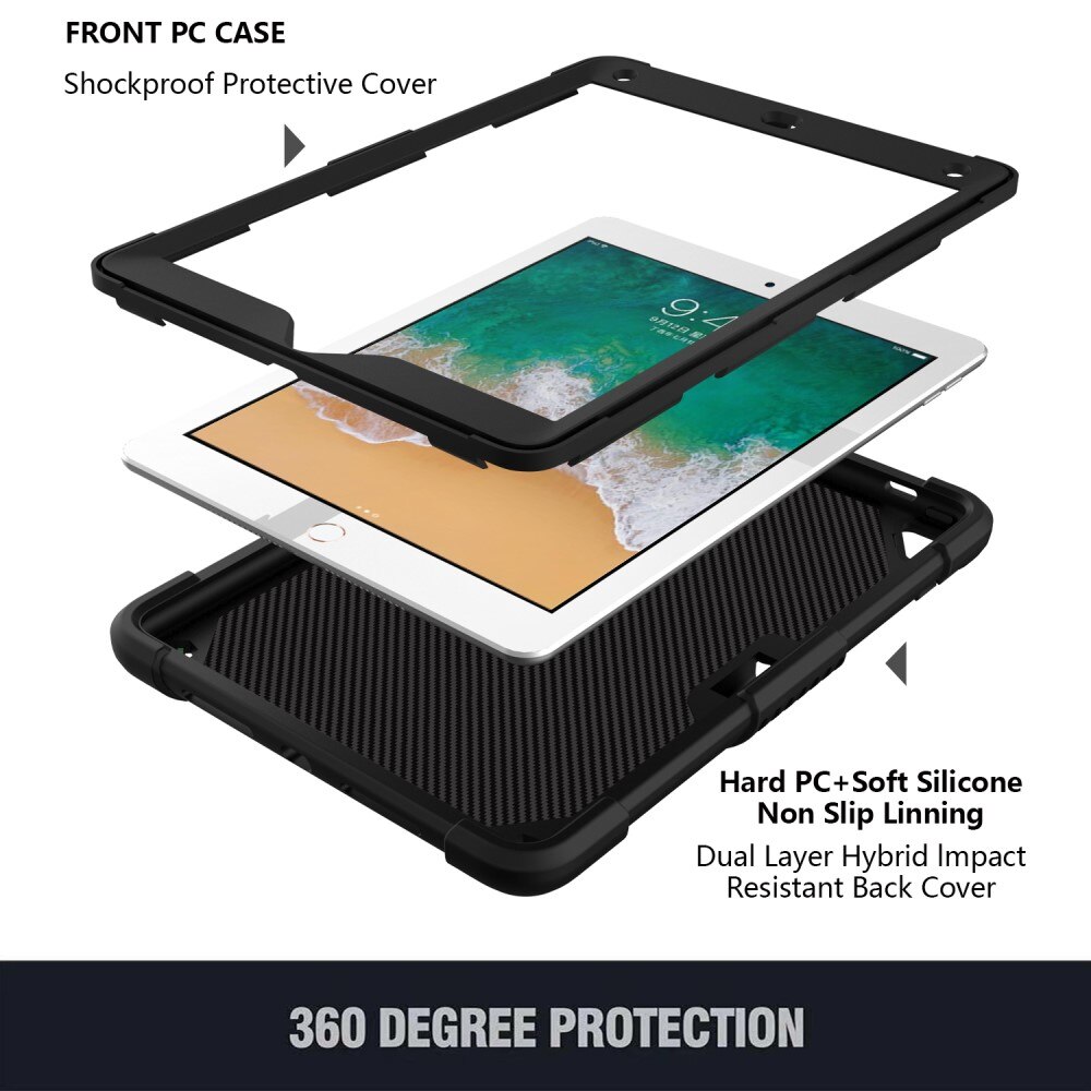 iPad Air 9.7 1st Gen (2013) Vlinders Hybridcase met schouderriem zwart