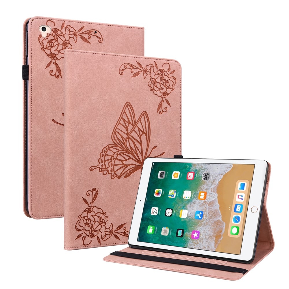 iPad 9.7 5th Gen (2017) Leren vlinderhoesje roze