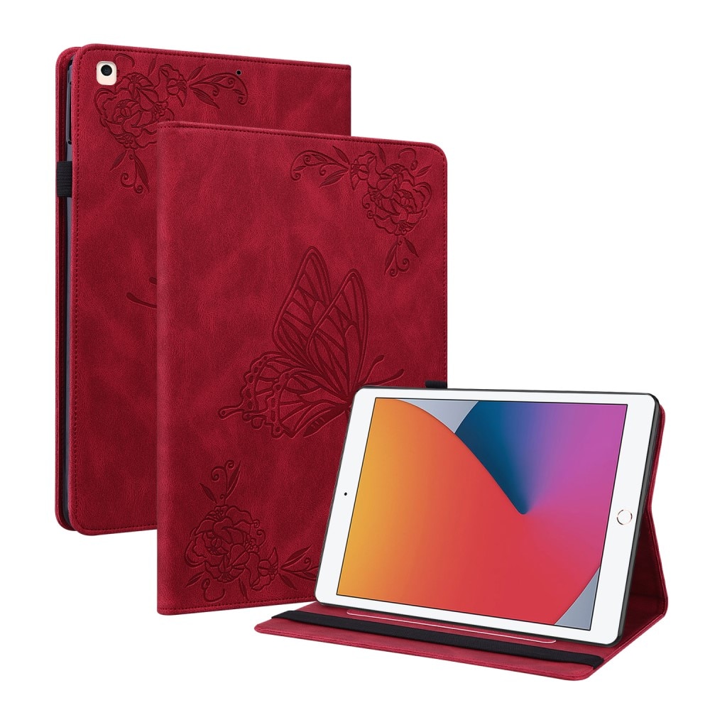 iPad 10.2 8th Gen (2020) Leren vlinderhoesje rood