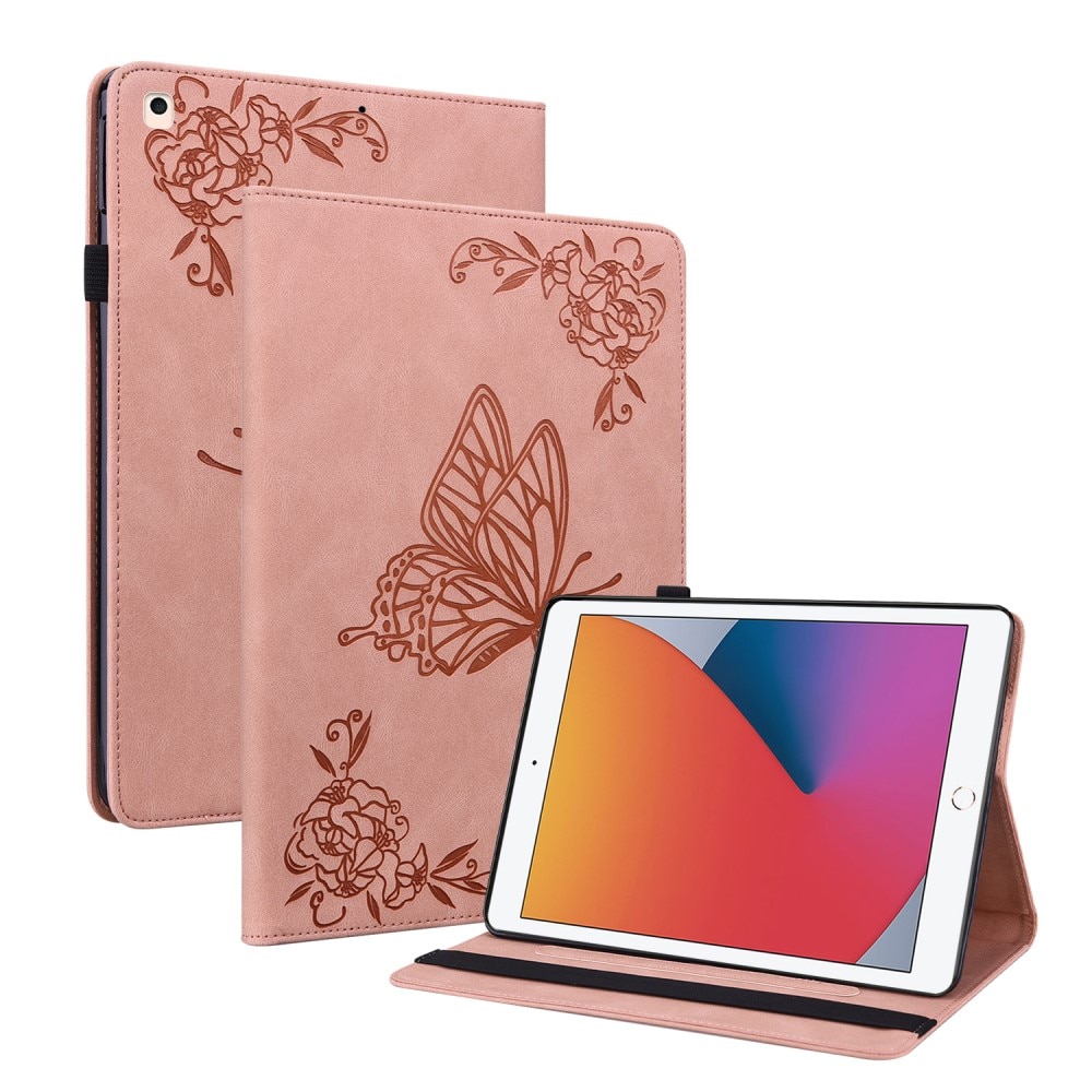 iPad 10.2 9th Gen (2021) Leren vlinderhoesje roze