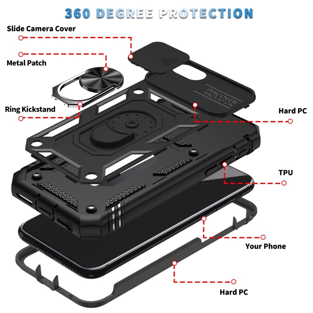 Apple iPhone SE 2020/iPhone SE 2022/iPhone 8/iPhone 7 Hybridcase Ring + Camera Protector Zwart