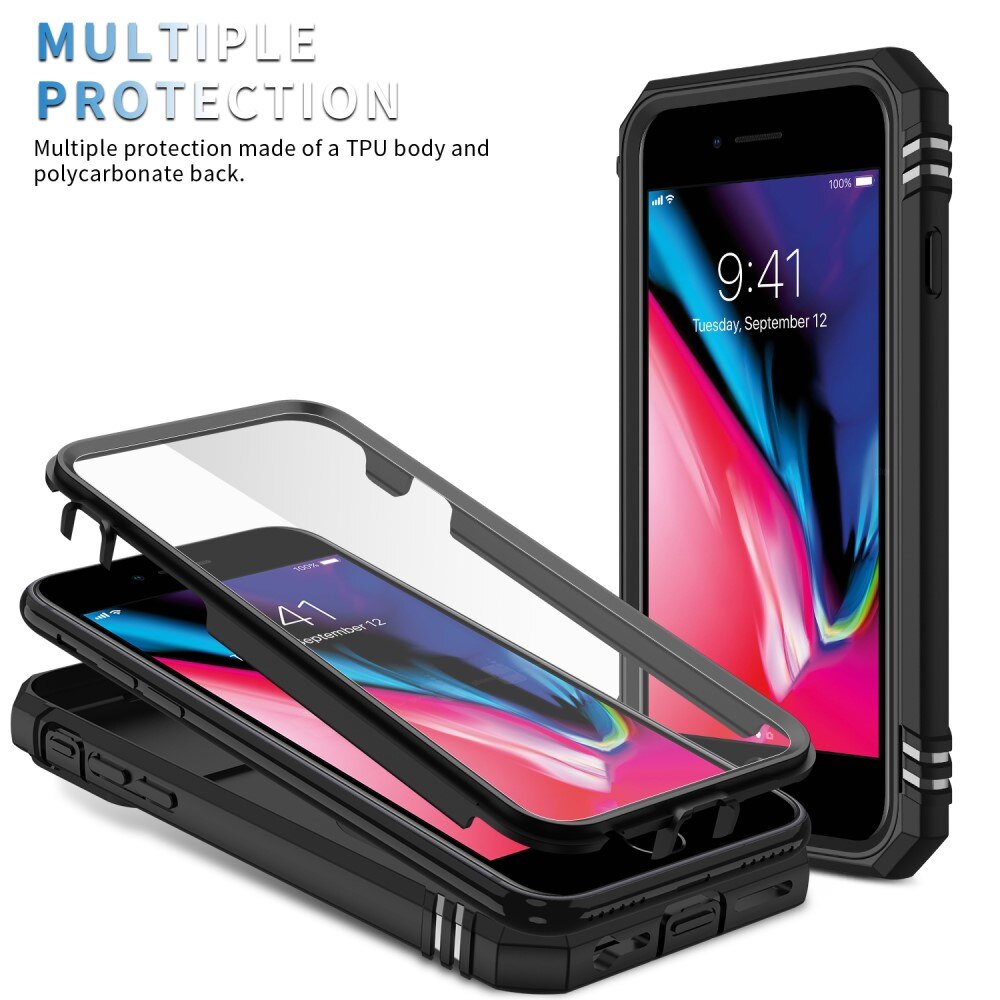 iPhone 7/8/SE Hybridcase Ring+Camera Protector zwart