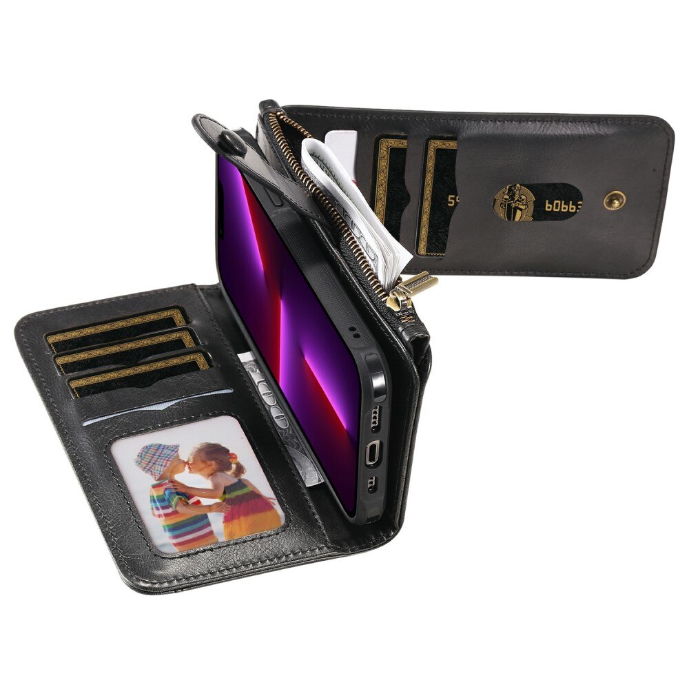 iPhone 13 Pro Magnet Leather Multi-Wallet zwart