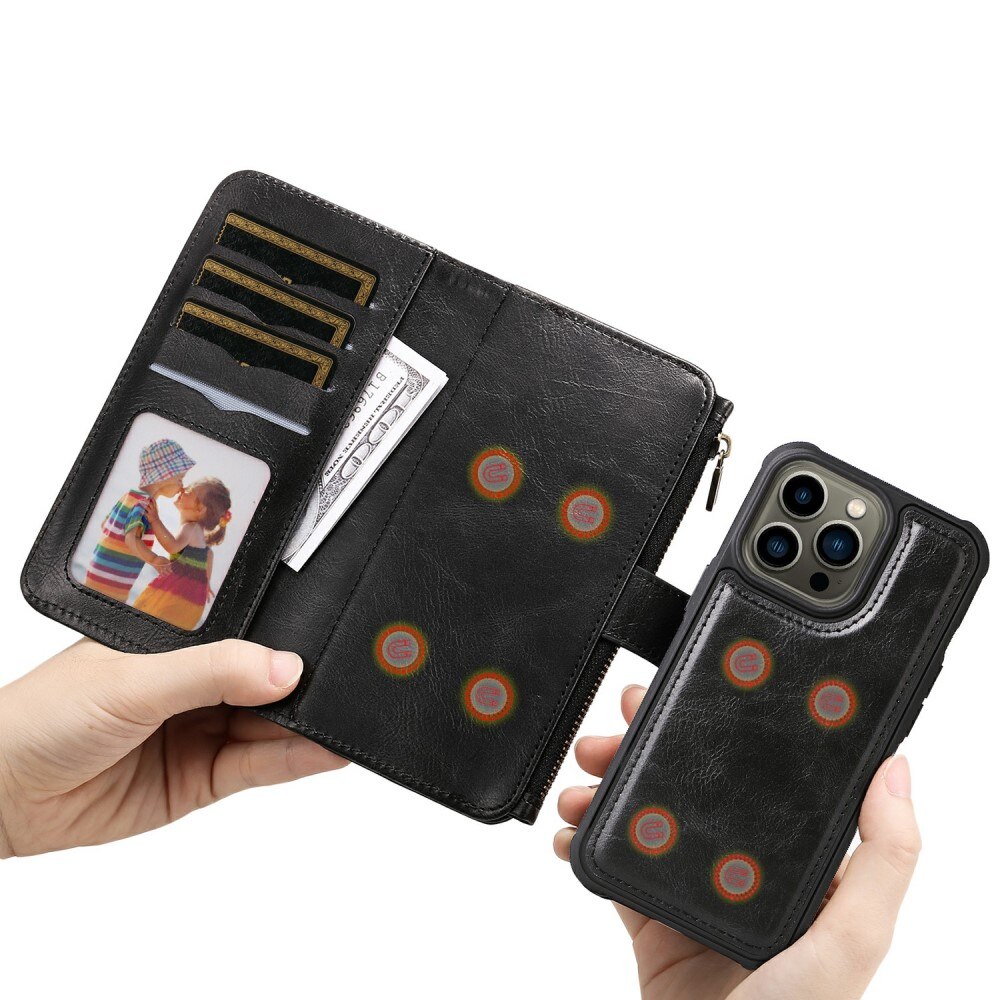 iPhone 13 Pro Magnet Leather Multi-Wallet zwart