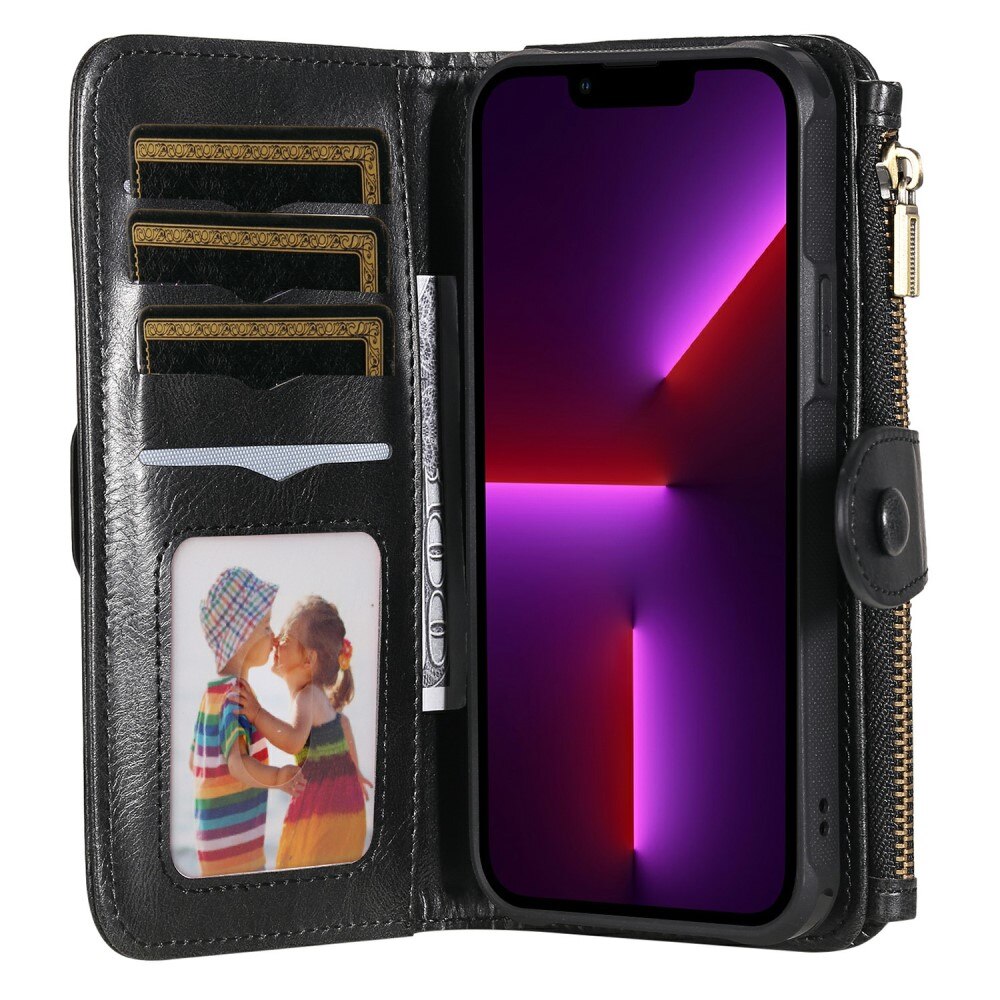 iPhone 13 Pro Magnet Leather Multi-Wallet zwart