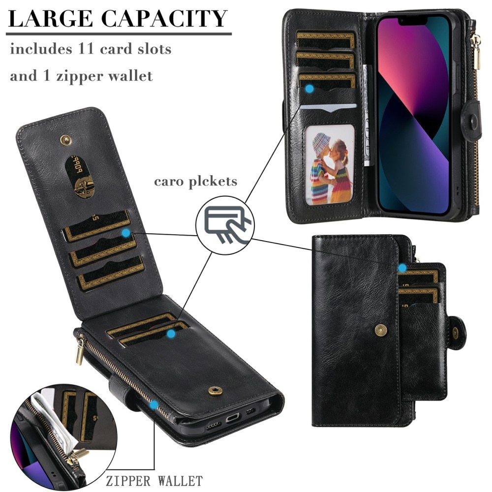 iPhone 13 Magnet Leather Multi-Wallet zwart