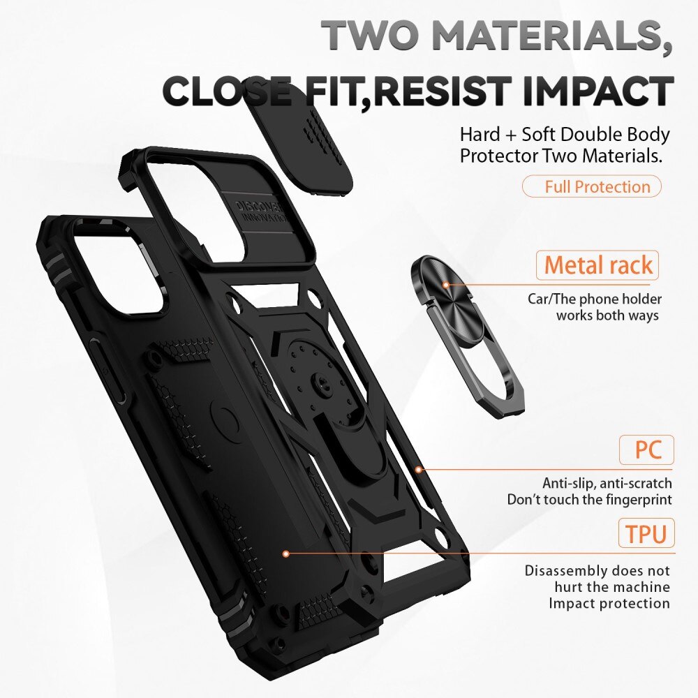 iPhone 12 Pro Max Hybridcase Ring+Camera Protector Zwart