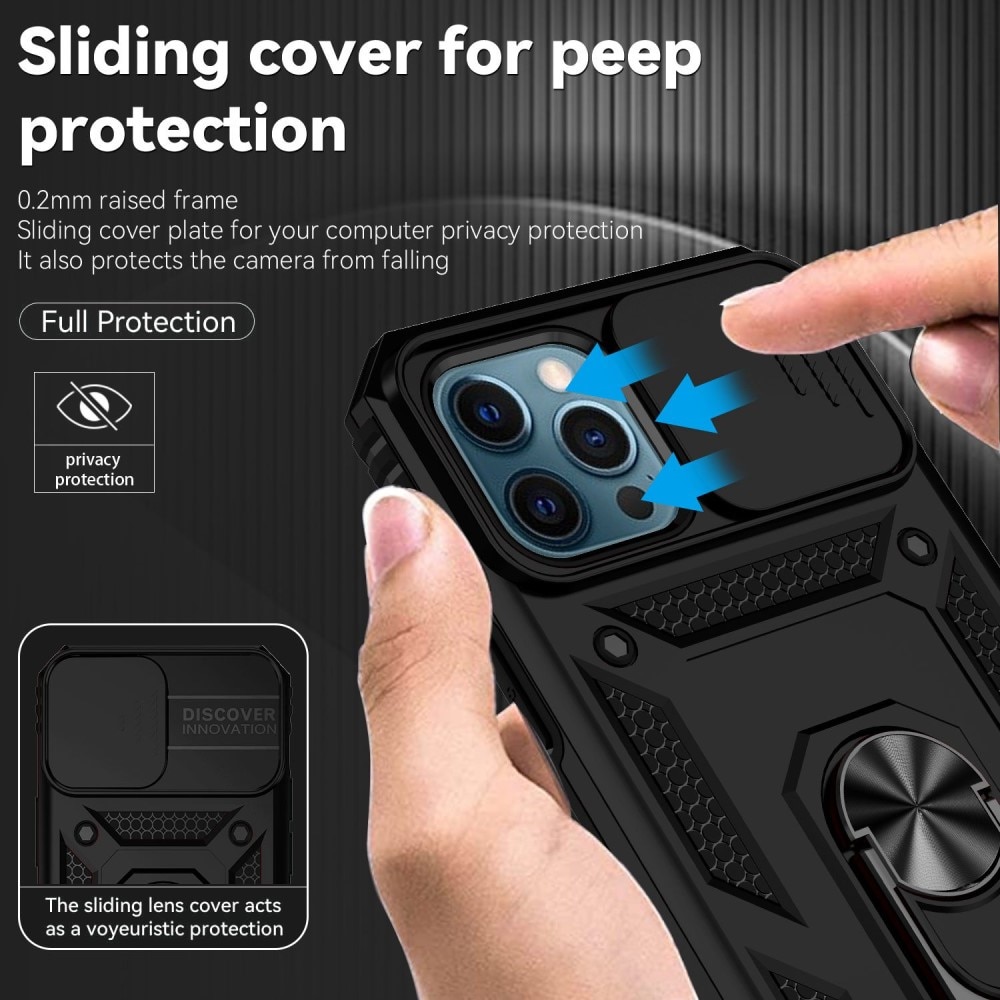 iPhone 12 Pro Max Hybridcase Ring+Camera Protector Zwart