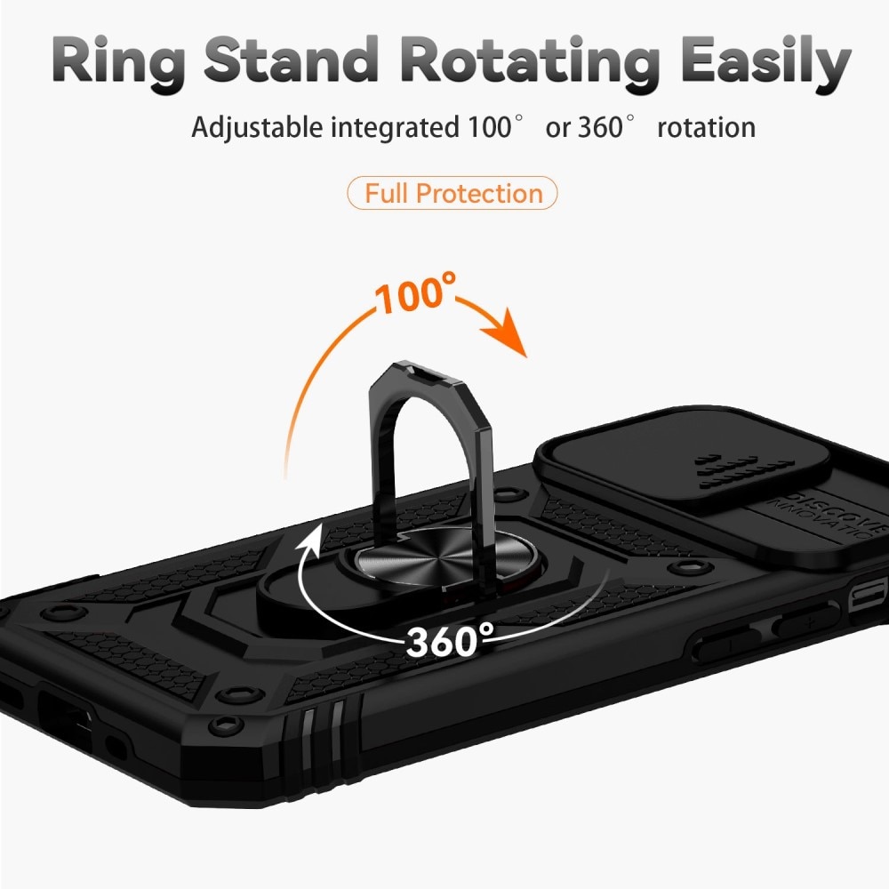 iPhone 12/12 Pro Hybridcase Ring+Camera Protector Zwart